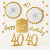 Golden Age 40th Birthday Room Decoration Kit - Elegant Gold